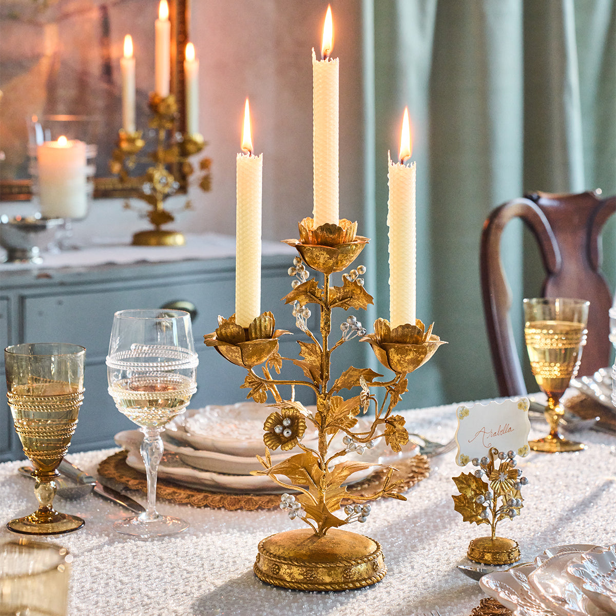 Forest Walk Holly 13 Centerpiece Candelabra - Gold/Silver - Image 3
