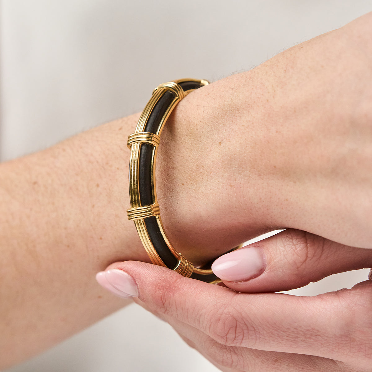 Gaia Petite Hinged Bangle. S/M - Ebony - Image 2