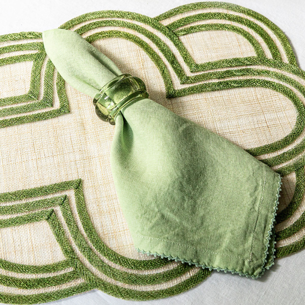 Berry Scallop Napkin Set/4 - Light Green - Image 4