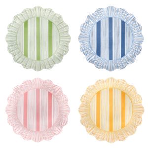 Cabana Stripe Melamine Dessert/Salad Plate Assorted Set/4 - Multi