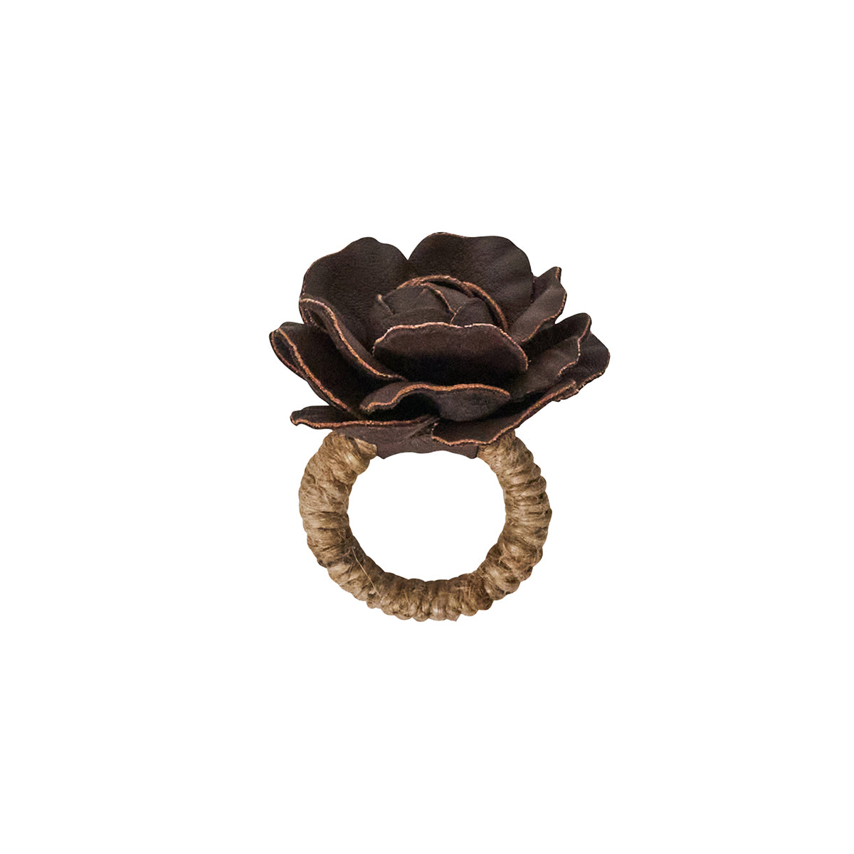 Camellia Napkin Ring Set/4 - Brown - Image 3