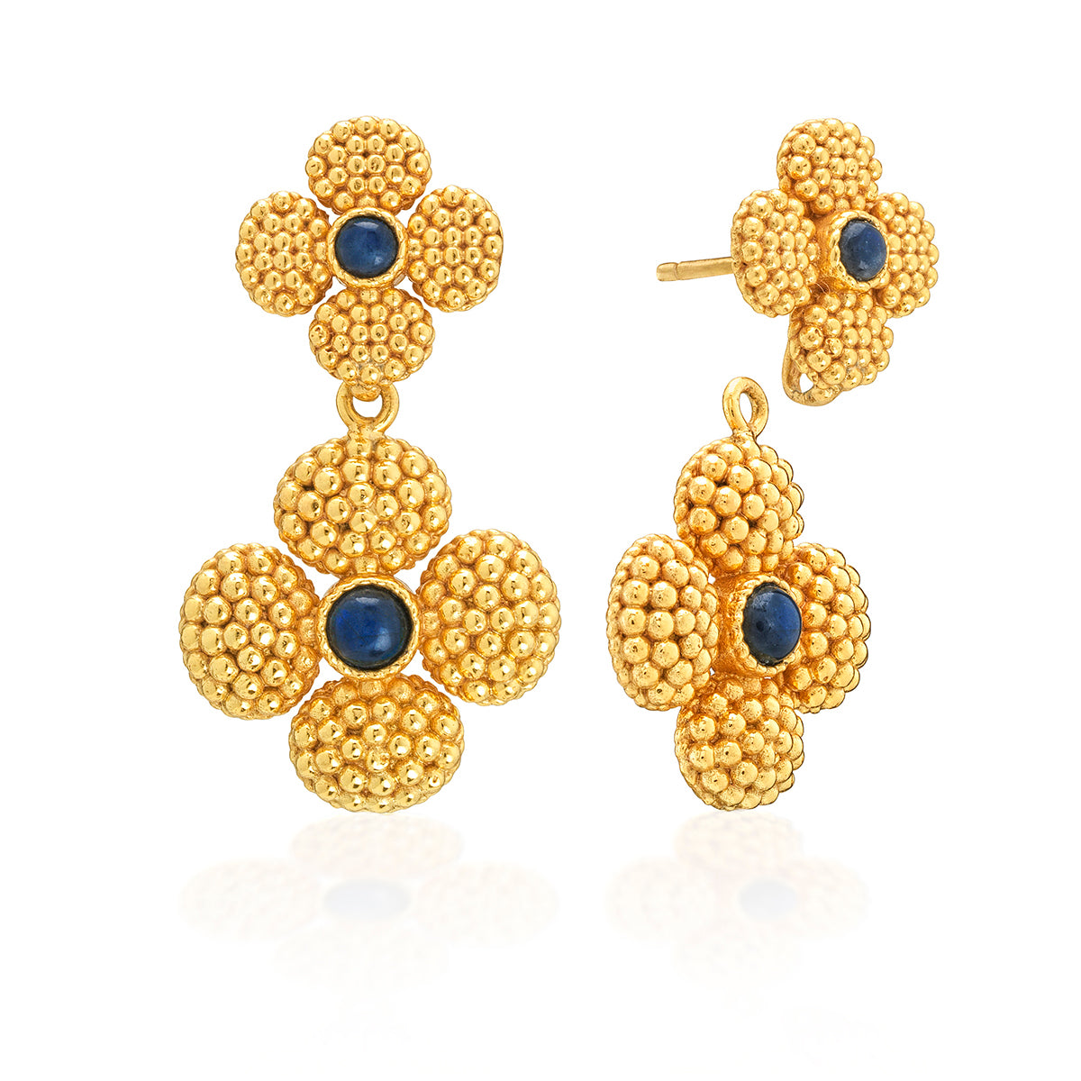 Berry Clover Convertible Duo Earrings - Blue Labradorite - Image 2