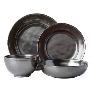 Pewter Stoneware 4pc Place Setting