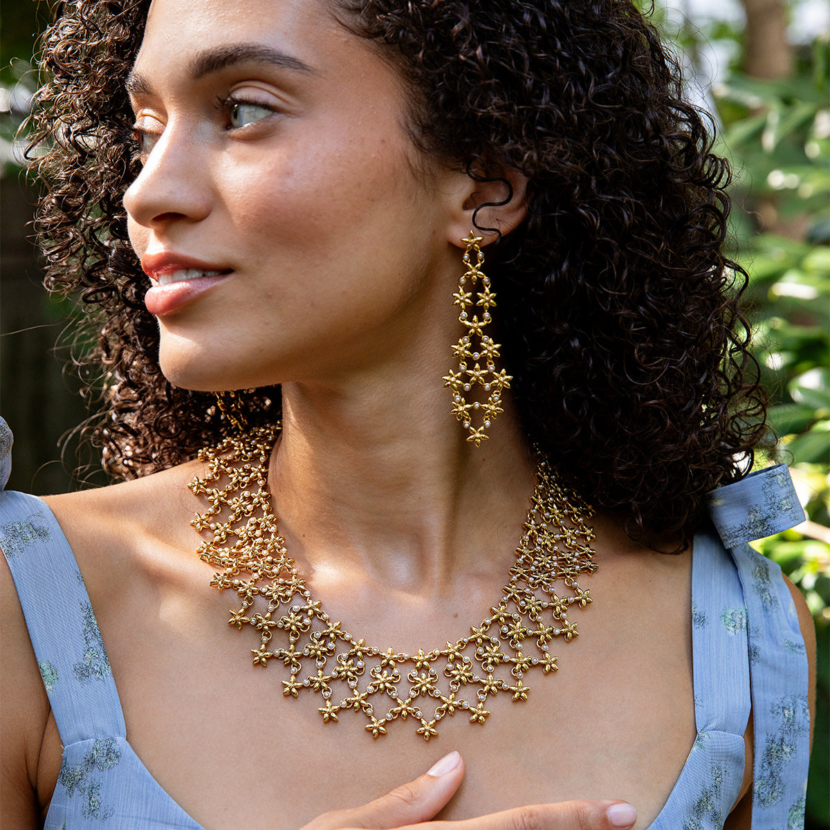 Jasmine Cascade Necklace. 16+2 - Pearl White - Image 4