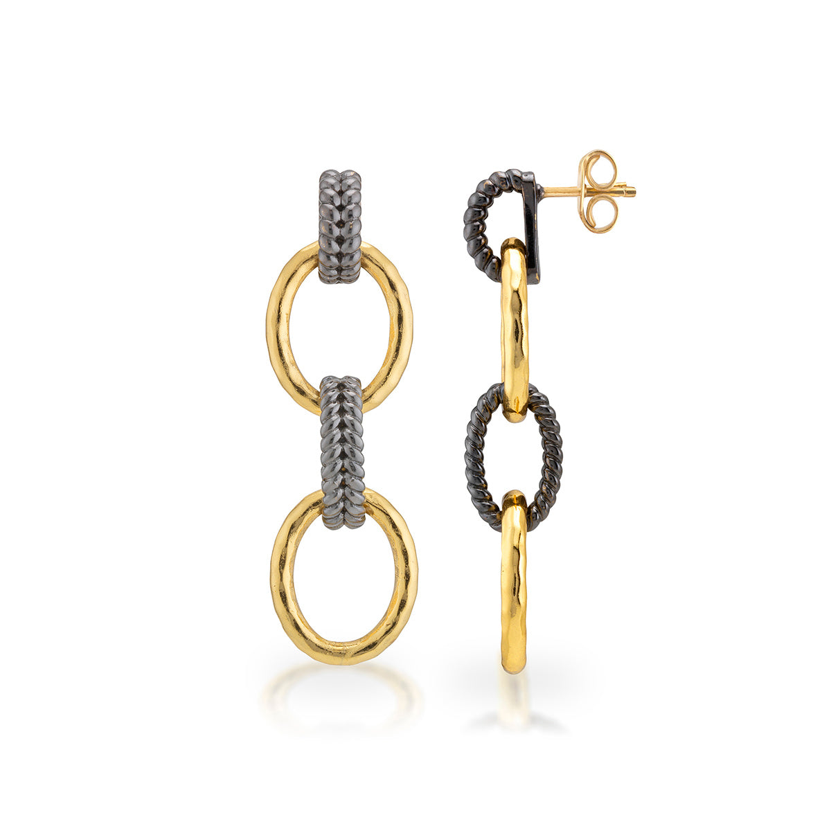 Cleopatra Regal Double Link Earrings - Gold/Midnight - Image 3