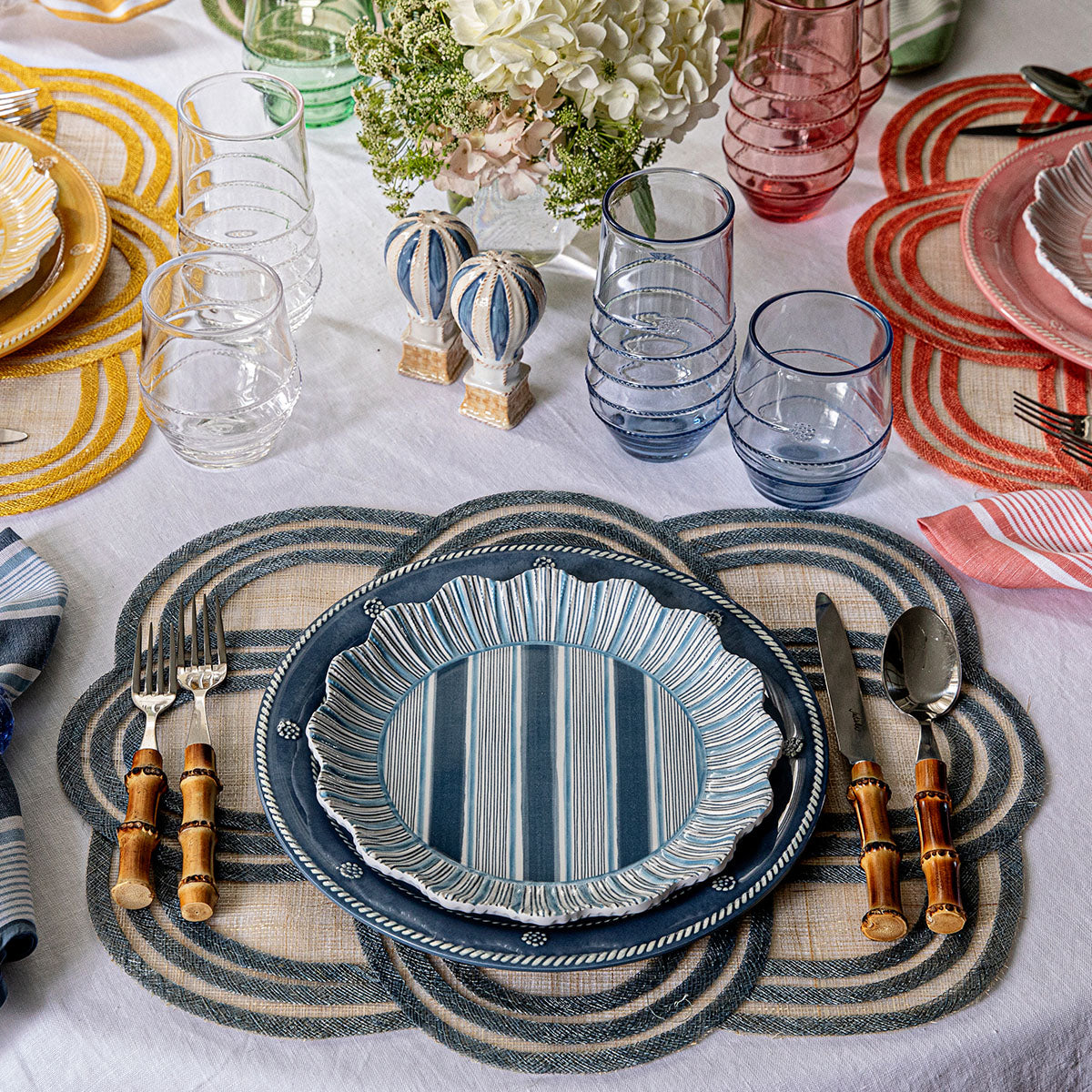 Cabana Stripe Melamine Dessert/Salad Plate Set/4 - Ocean - Image 5