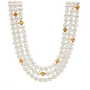 Bead Triple Strand Necklace. 18+2'' - Pearl