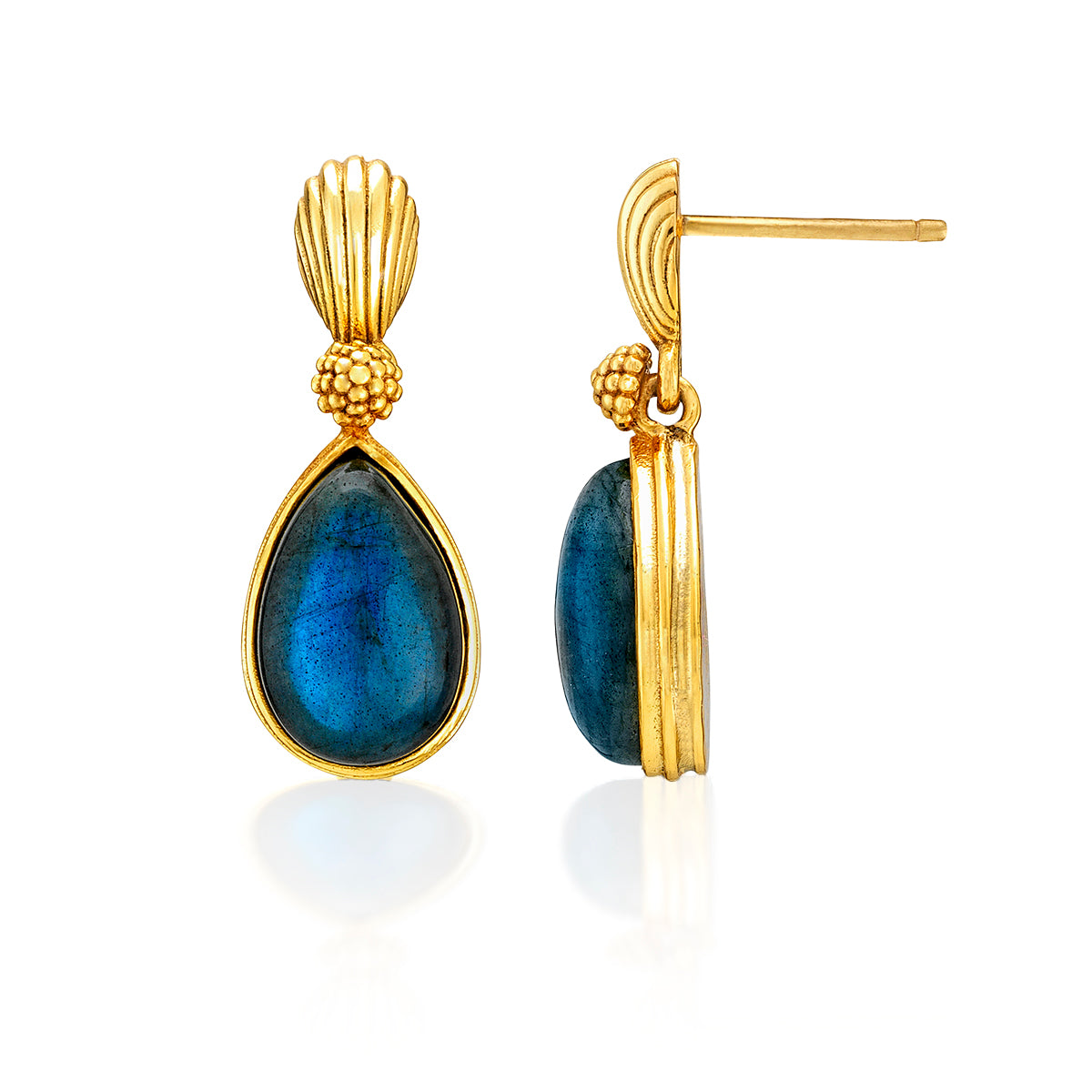 Cleopatra Gem Post Earrings - Blue Labradorite - Image 3