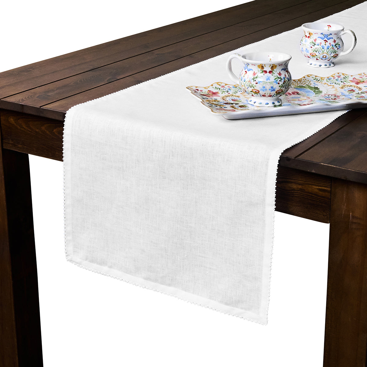 Berry Scallop 18 x 90 Table Runner - White - Image 2