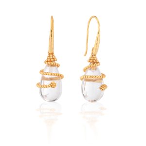 Lily Drop Earrings - Clear Quartz