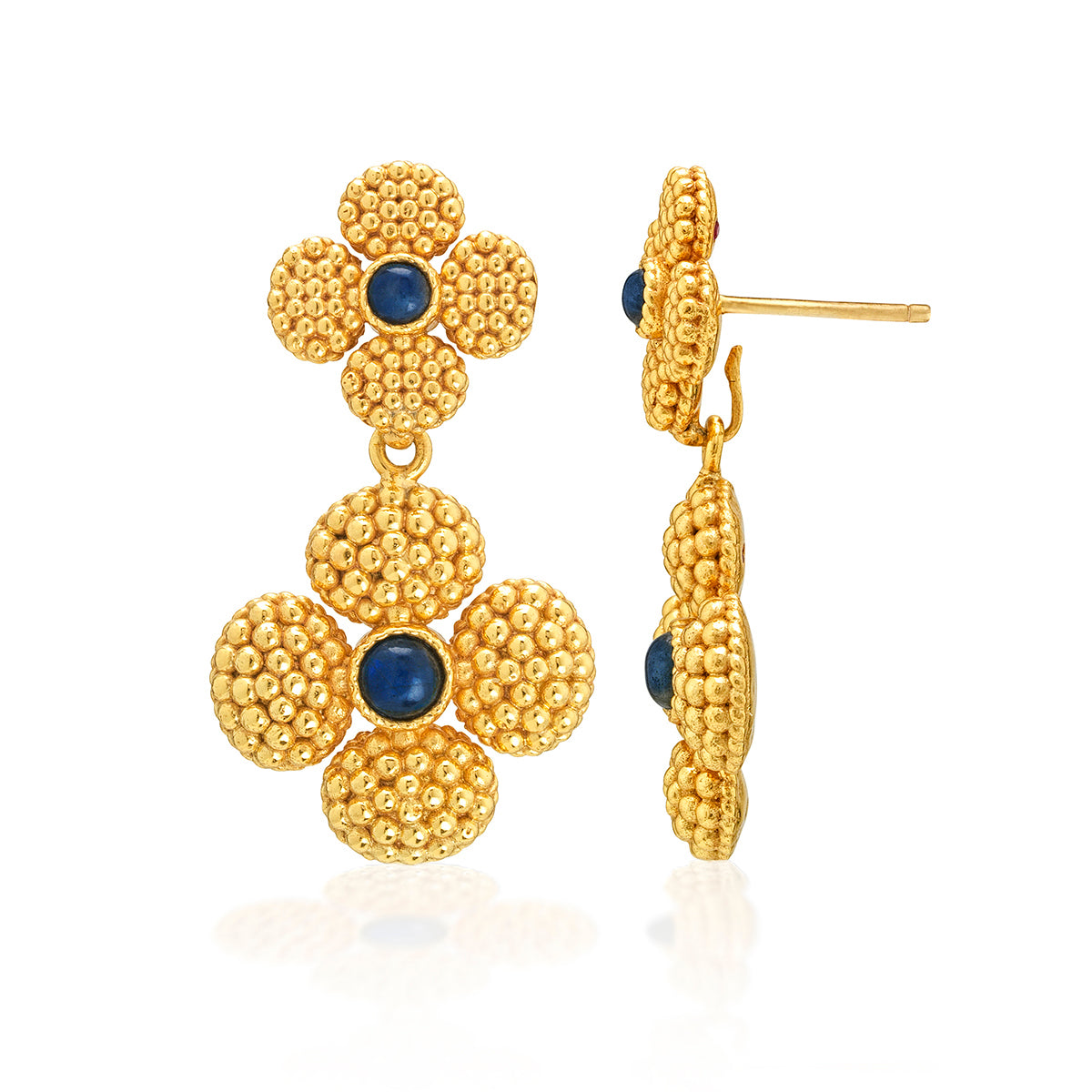 Berry Clover Convertible Duo Earrings - Blue Labradorite - Image 4