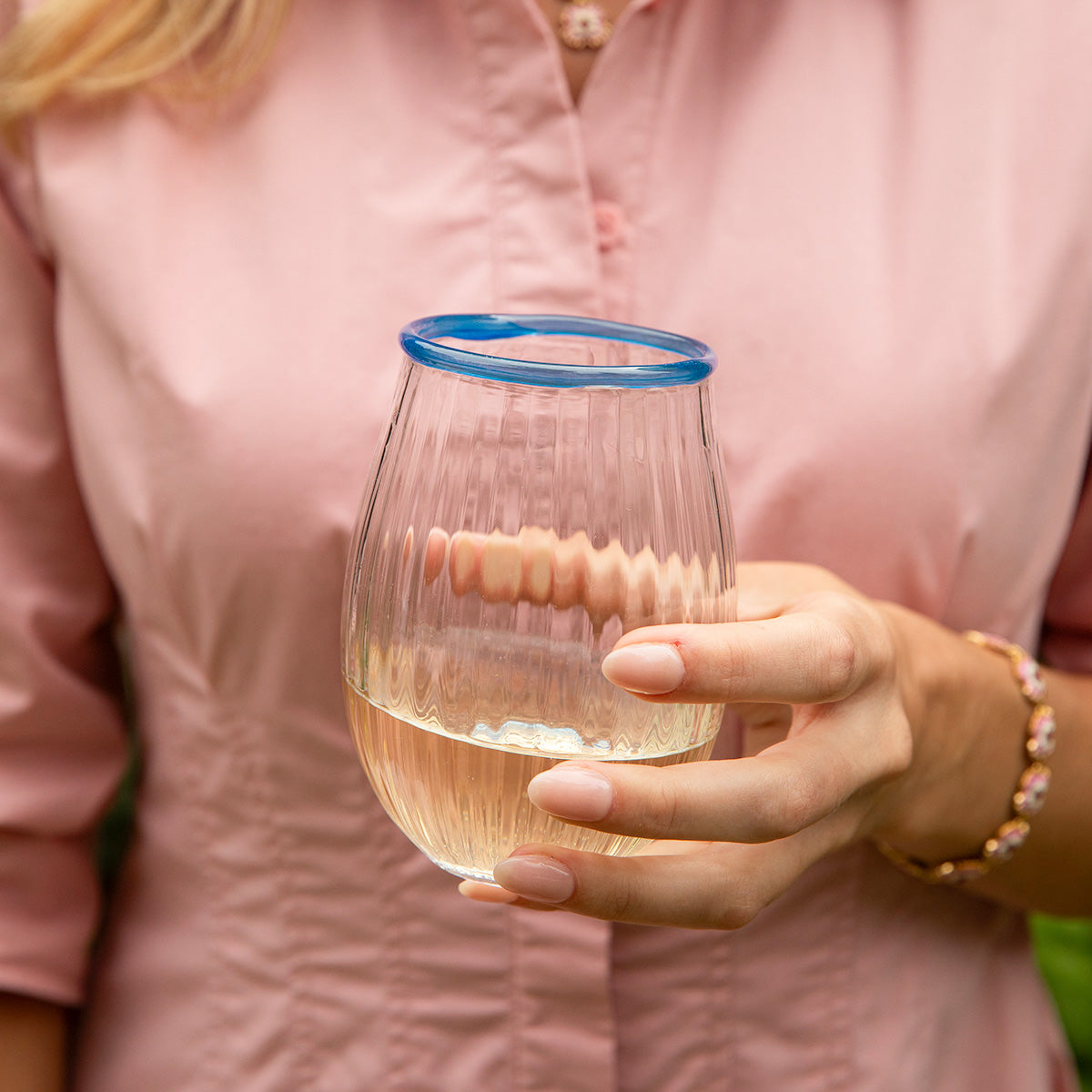 Nell Stemless Wine Glass - Chambray - Image 3