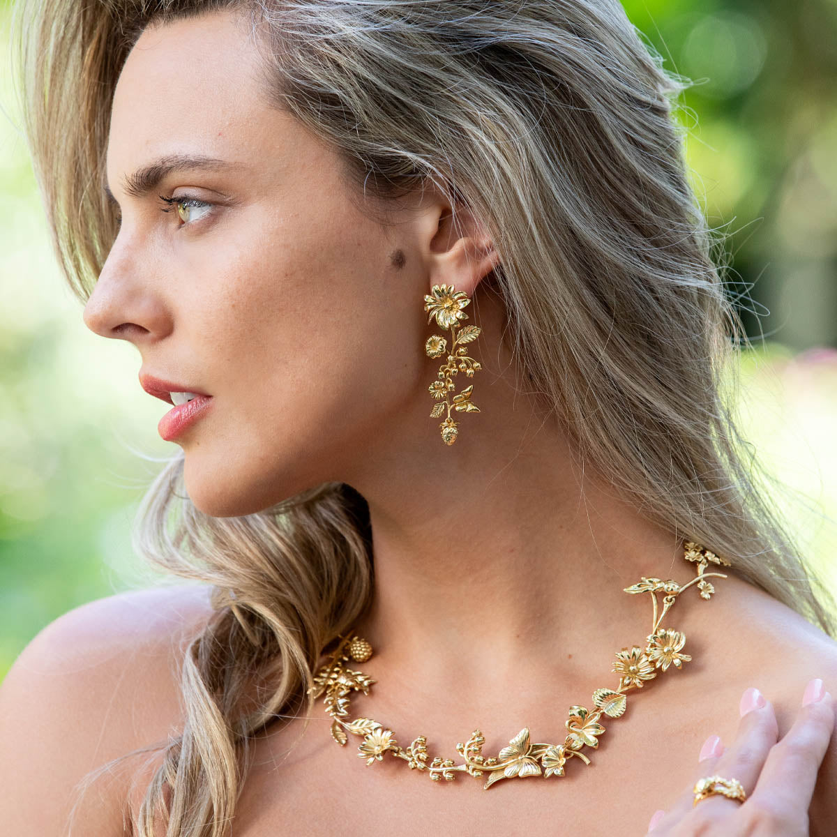 Meadow Walk Bouquet Mismatched Grande Earrings - Gold - Image 2