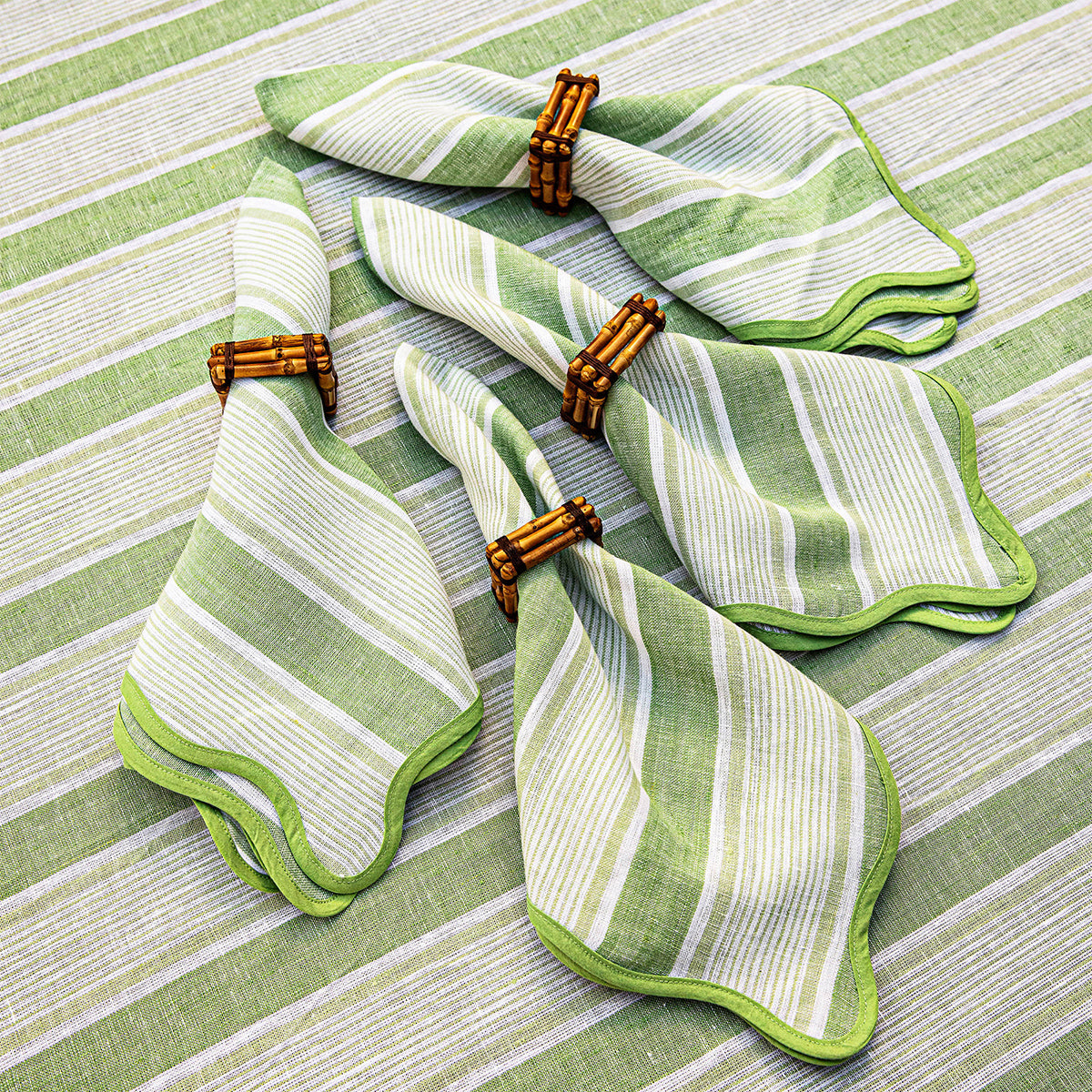Cabana Stripe Napkin Set/4 - Seagrass - Image 4