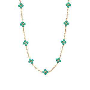 Berry Clover Double Sided Necklace. 16+2 - Turquoise