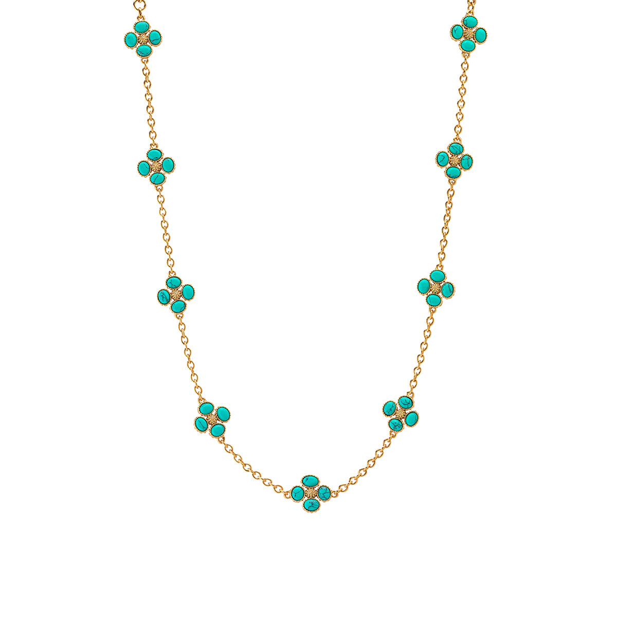 Berry Clover Double Sided Necklace. 16+2 - Turquoise