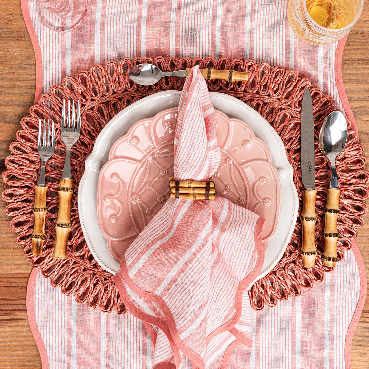 Straw Loop Oval Placemat - Coral - Image 2