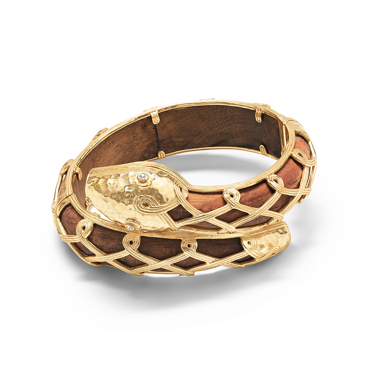 Earth Goddess Serpentina Hinged Bangle - Teak - Image 4