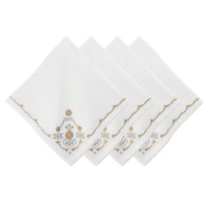 Heidi Embroidered Napkin Set/4 - Gold/Silver