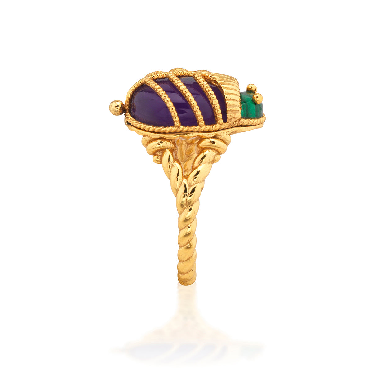 Scarab Petite Ring - Malachite/Amethyst - Image 4