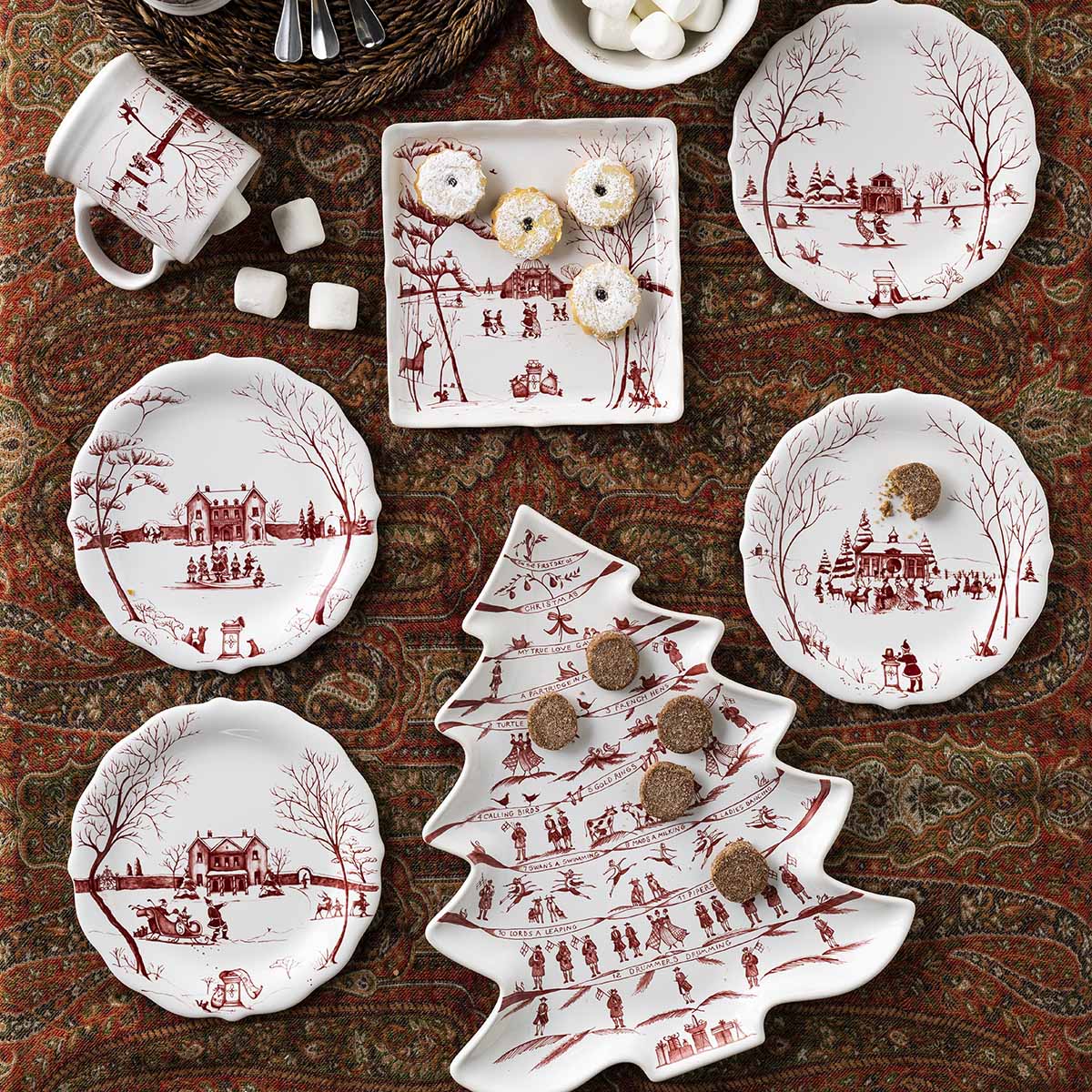 Country Estate Winter Frolic Party Plate Assorted Set/4 - Ruby - Image 3