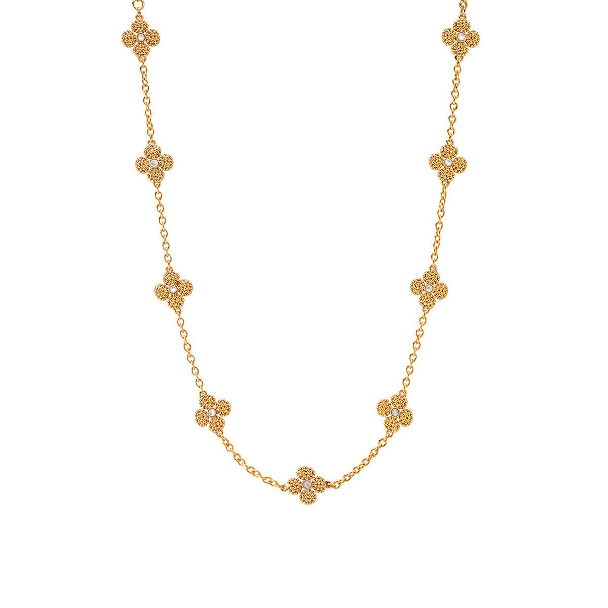 Berry Clover Double Sided Necklace. 16+2 - Pearl White - Image 2