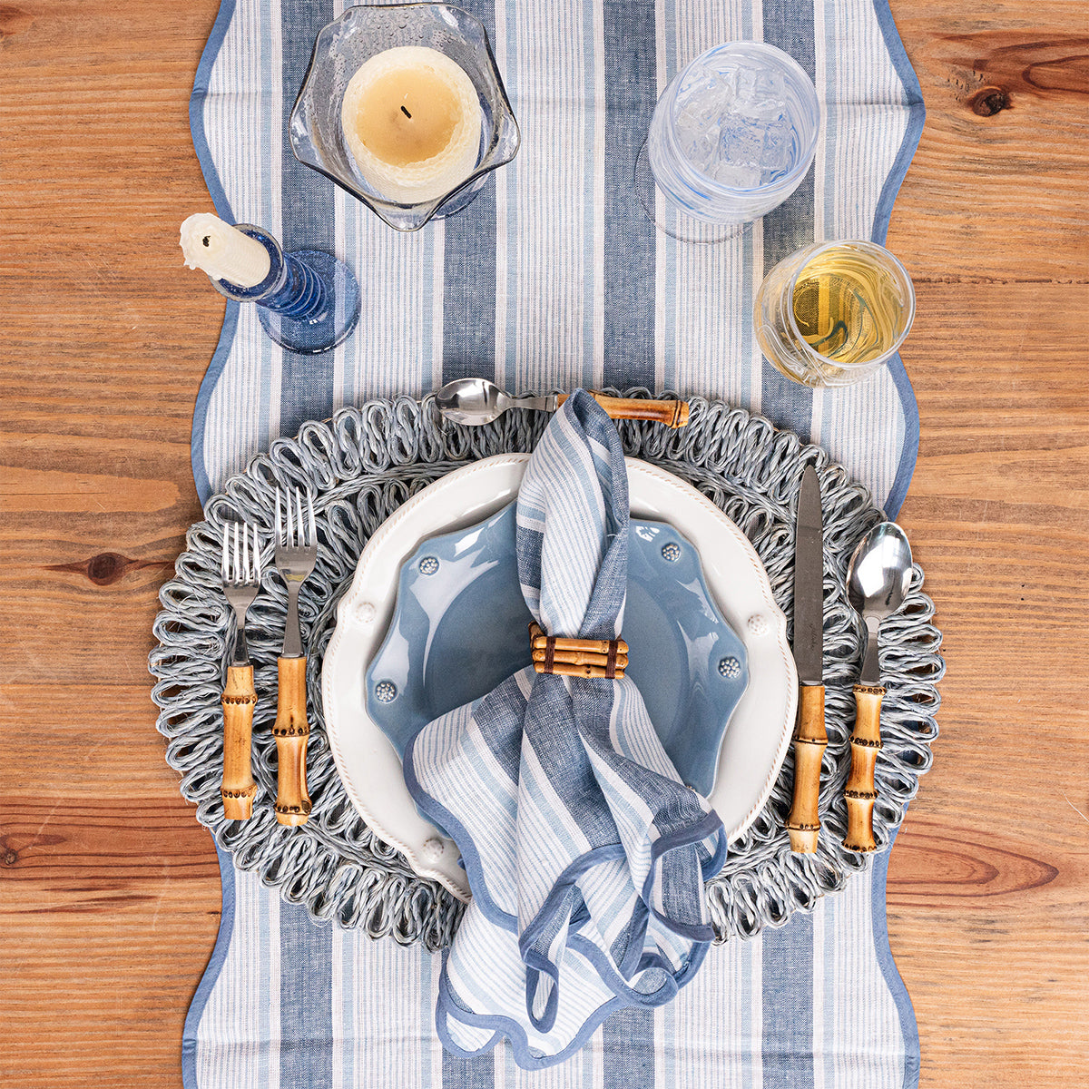 Cabana Stripe 18 x 90 Table Runner - Ocean - Image 3