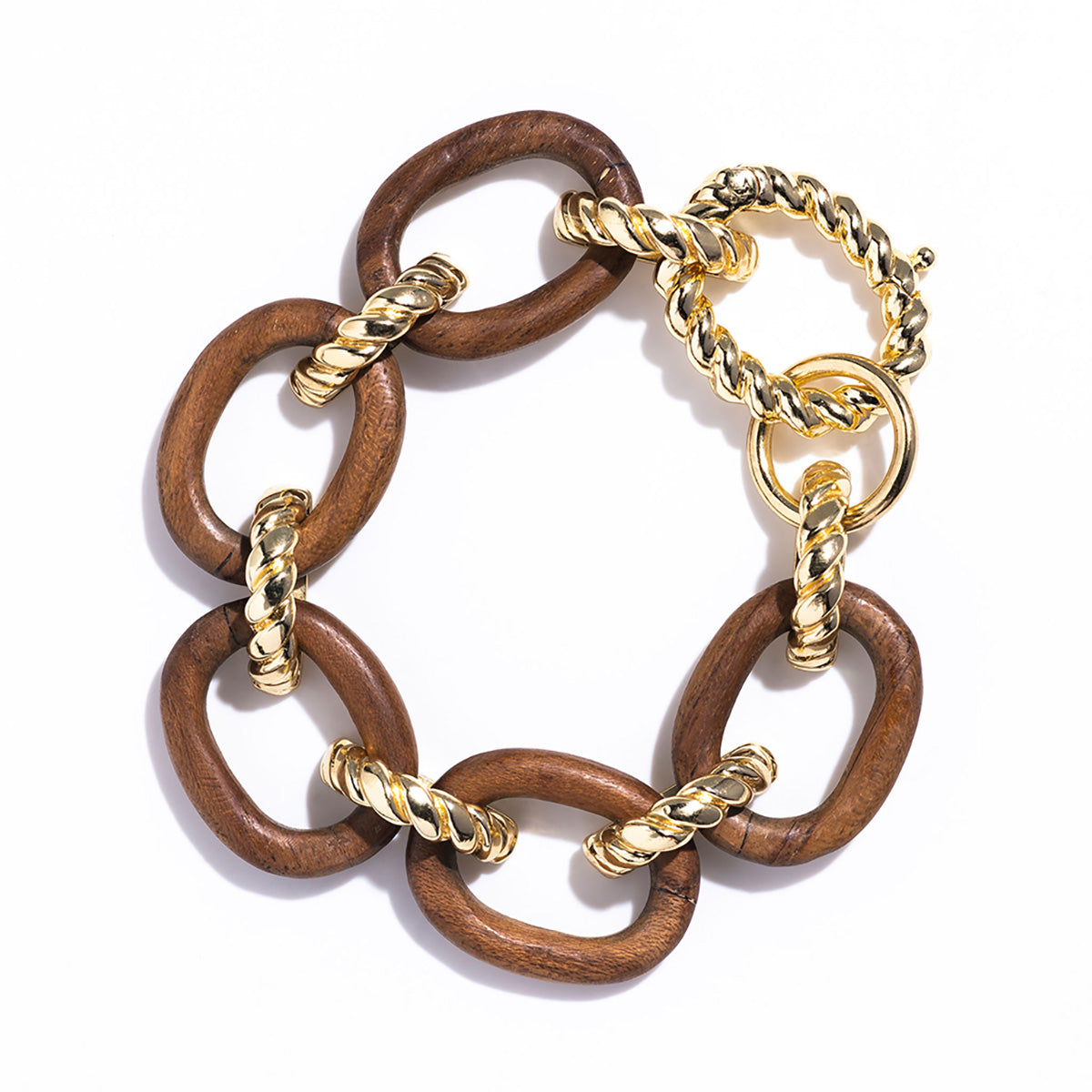 Earth Goddess Link Bracelet. 7+1.5 - Teak