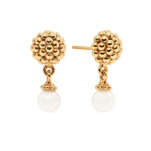 Berry Drop Stud Earrings - Pearl