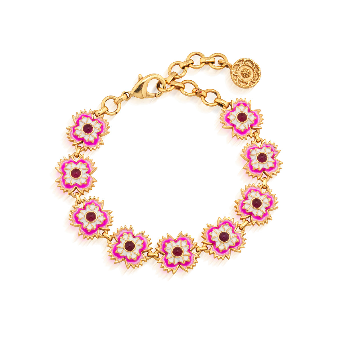 Dianthus Link Bracelet. 7+1.5 - Pink