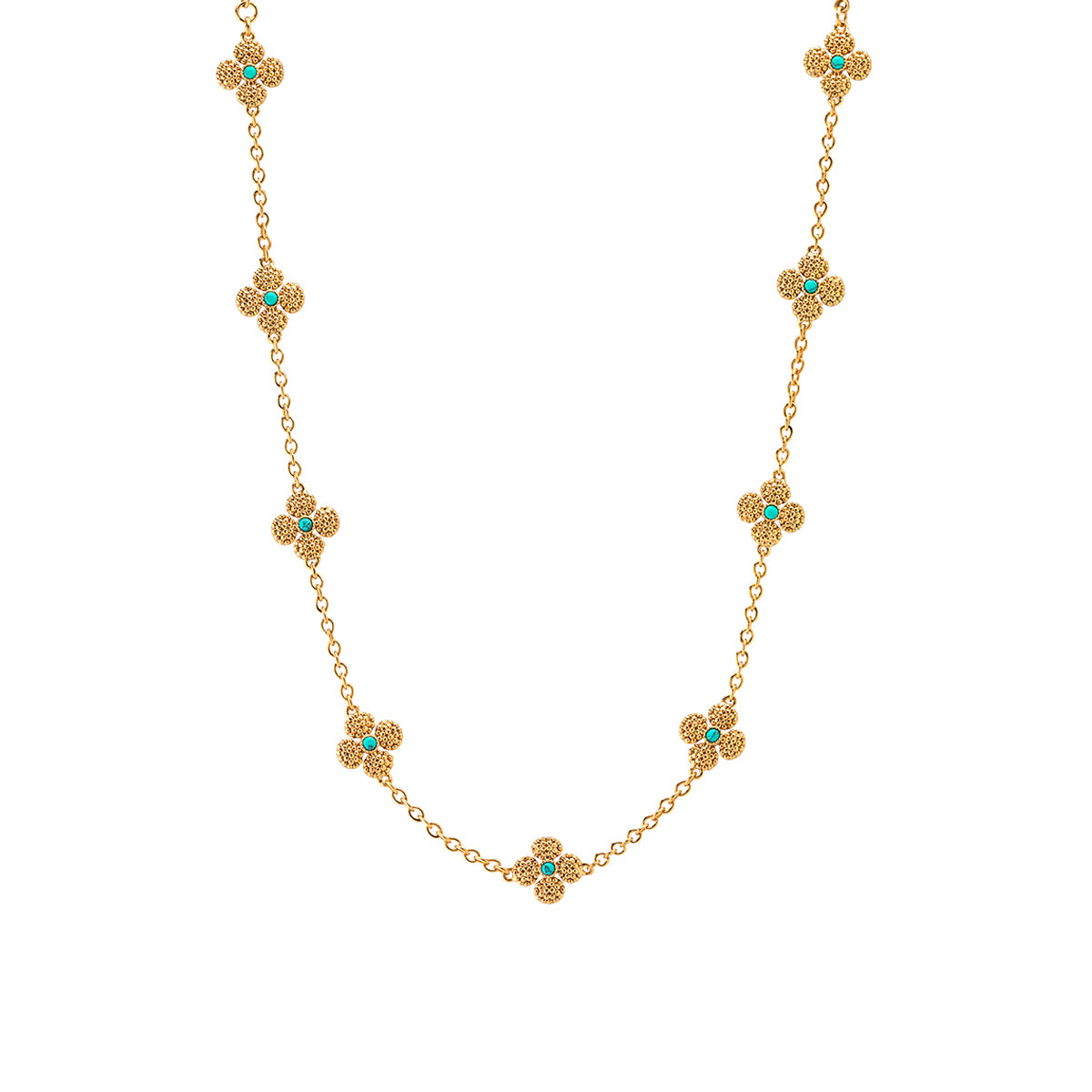 Berry Clover Double Sided Necklace. 16+2 - Turquoise - Image 2