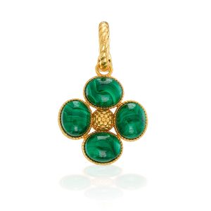 Berry Clover Double Sided Charm/Pendant - Malachite