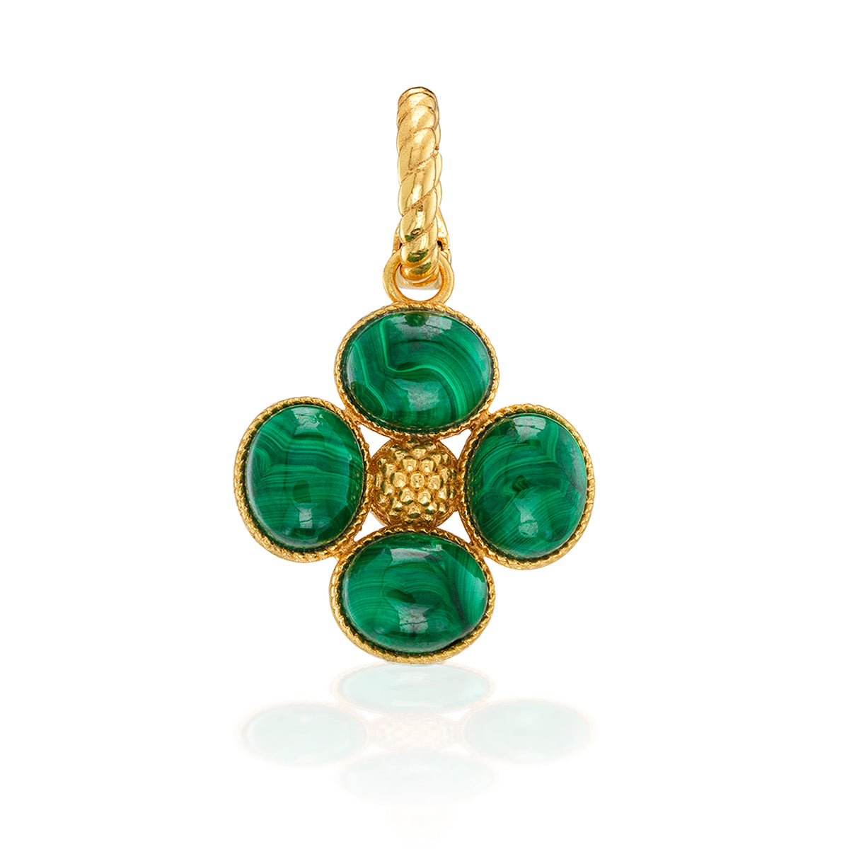 Berry Clover Double Sided Charm/Pendant - Malachite