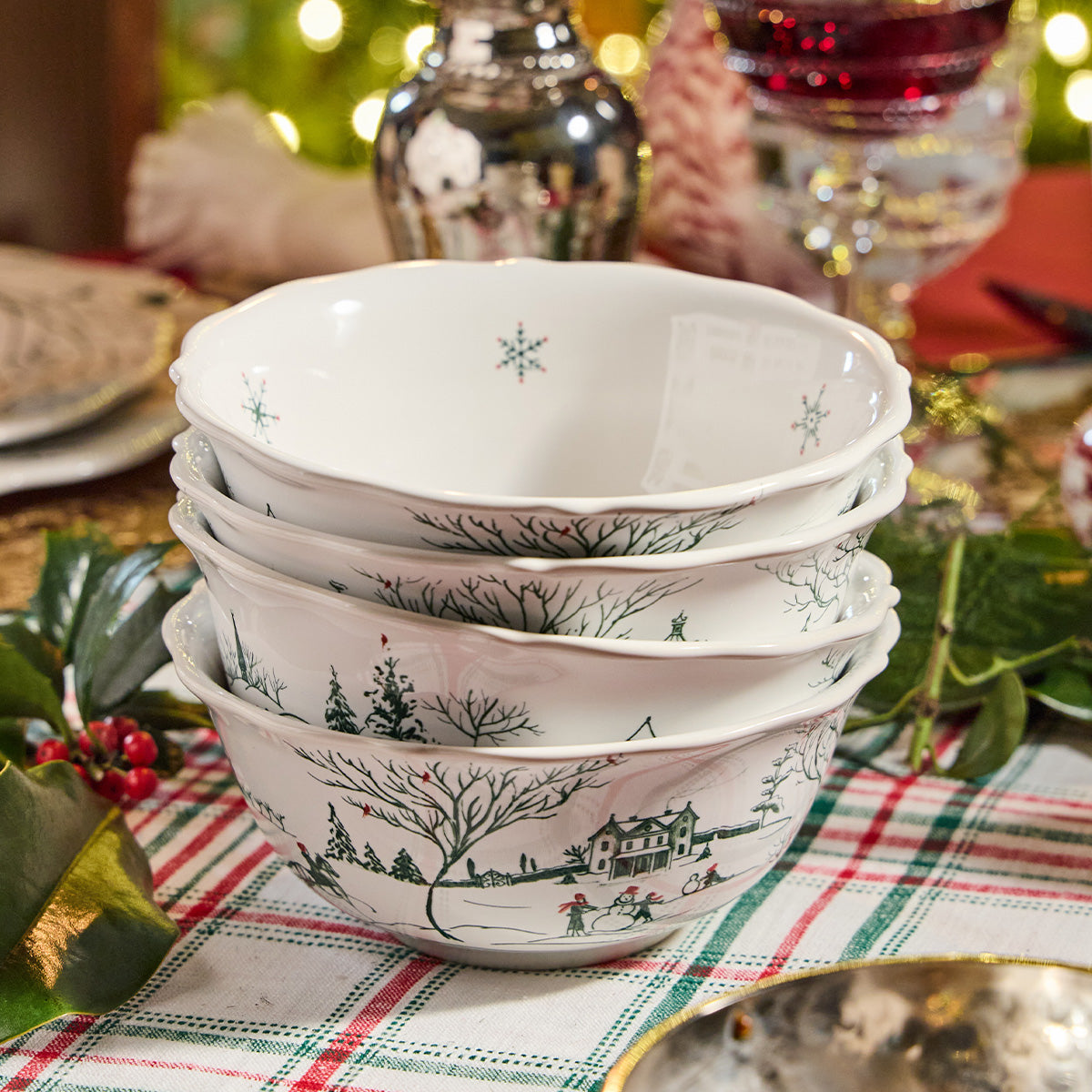 Country Estate Winter Frolic Cereal/Ice Cream Bowl - Evergreen - Image 7