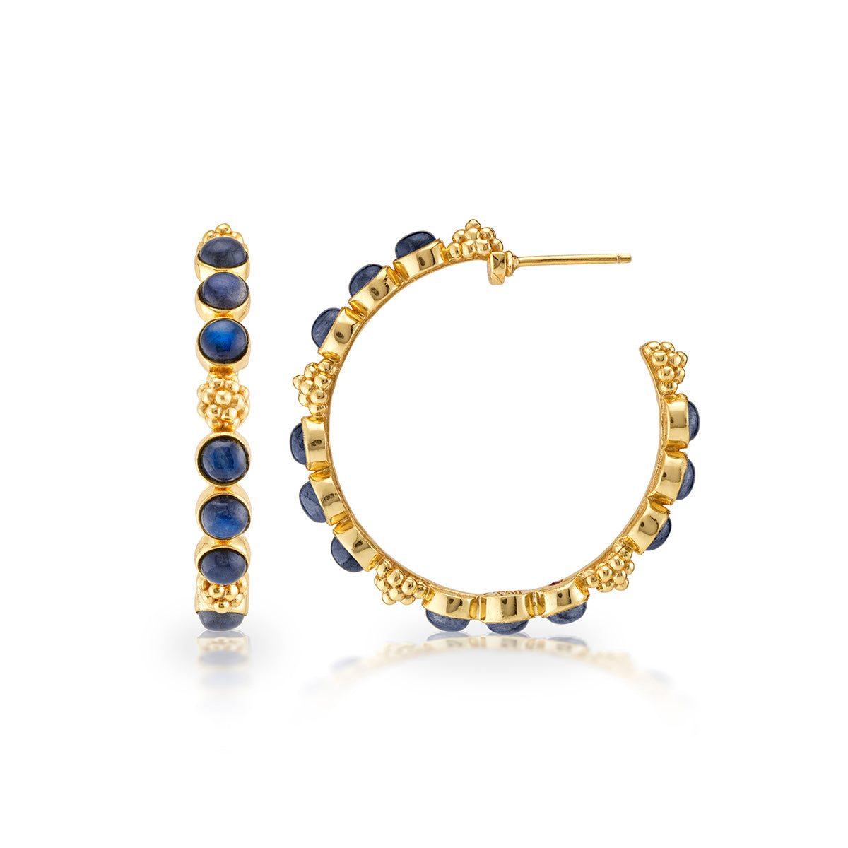Berry Gem Medium Hoop Earrings - Blue Labradorite - Image 3