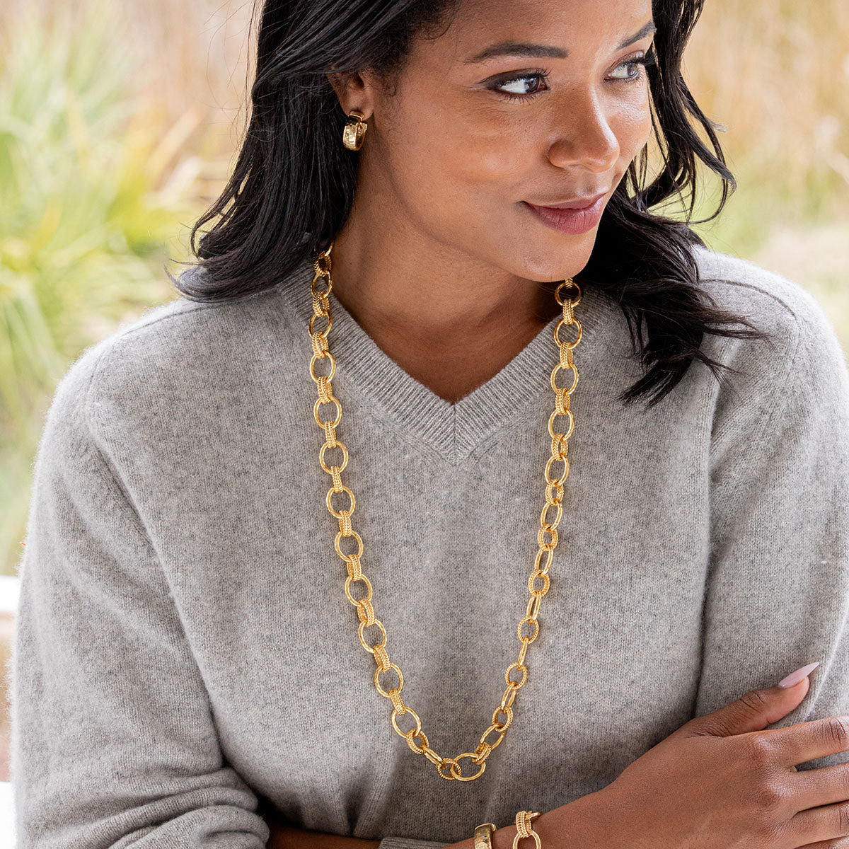 Cleopatra Regal Link Necklace. 32 - Gold - Image 2