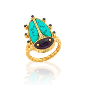 Scarab Grande Ring - Amethyst/Turquoise
