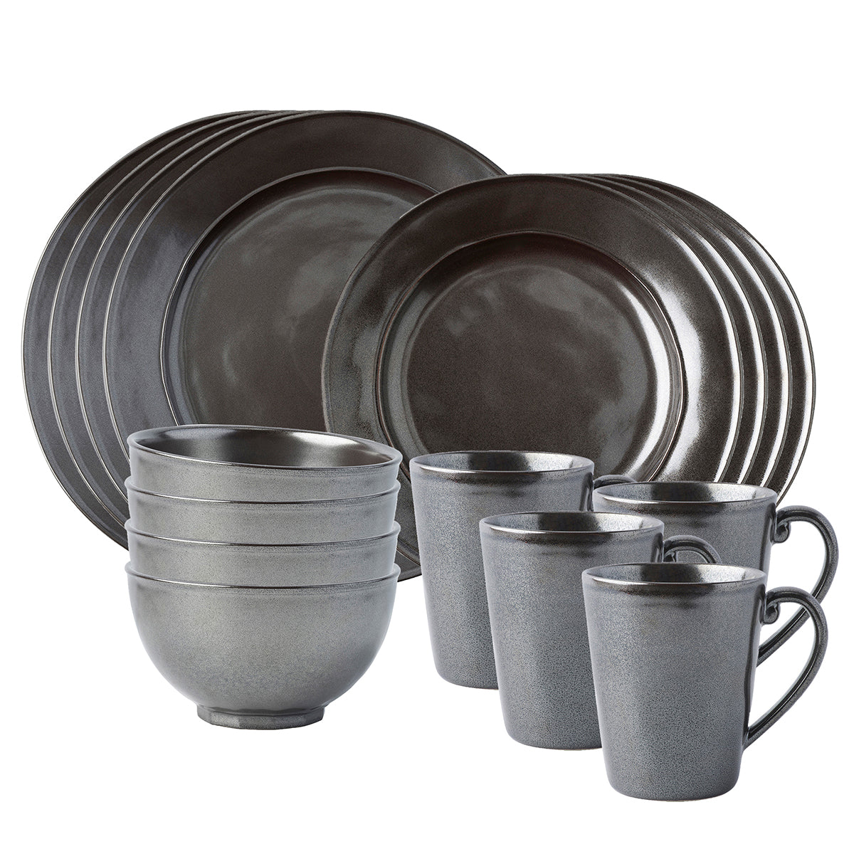 Pewter Stoneware 16pc Place Setting