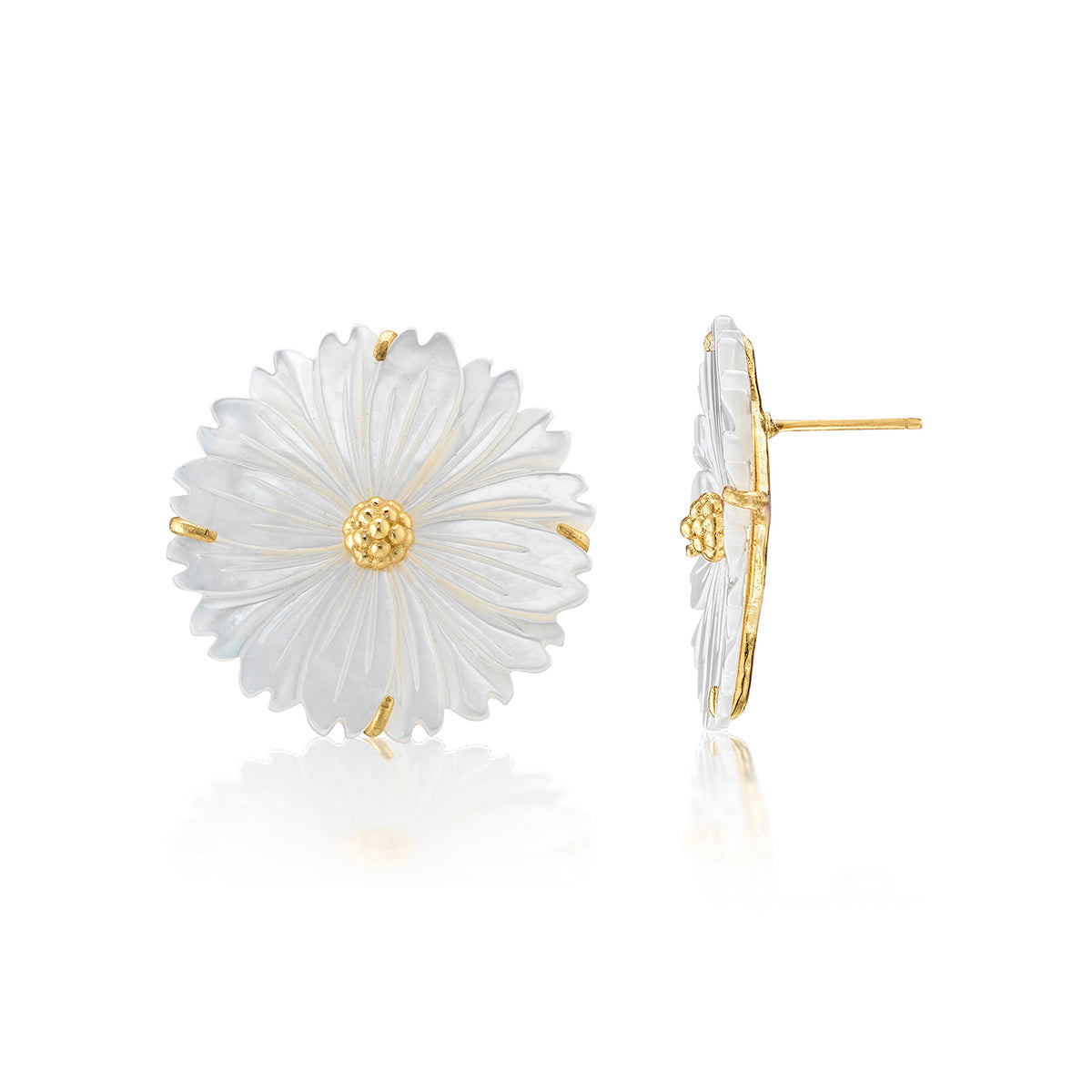 Mermaid Garden Blossom Stud Earrings - MOP - Image 3