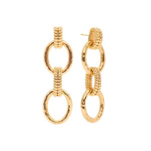 Cleopatra Regal Double Link Earrings - Gold