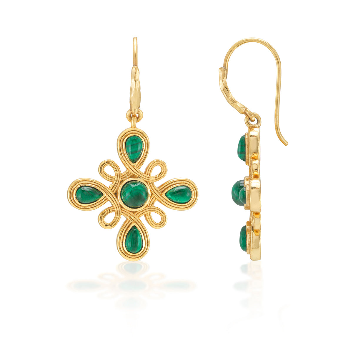 Monique Gem Dangle Earrings - Malachite - Image 3