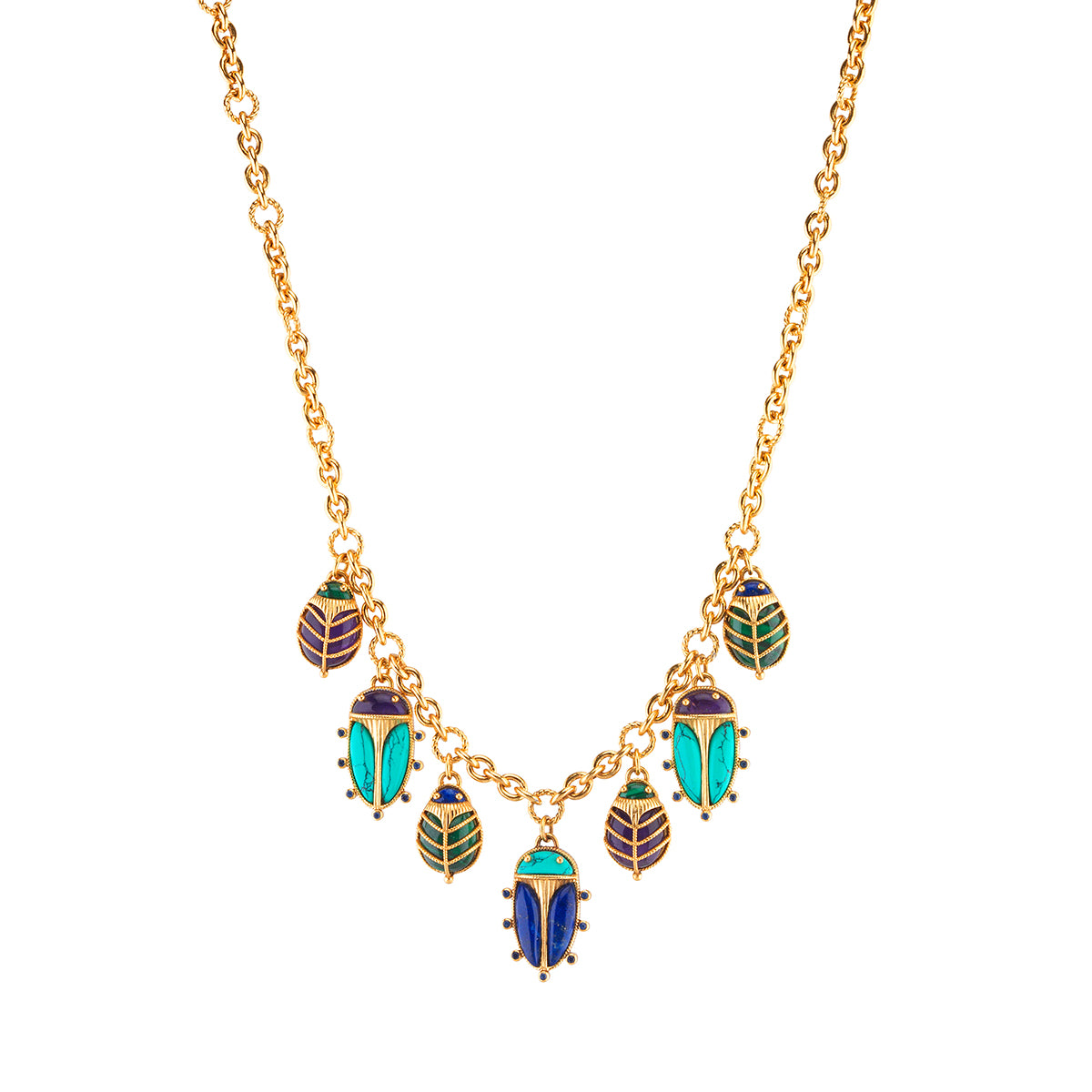 Scarab Family Necklace. 16+2 - Multi