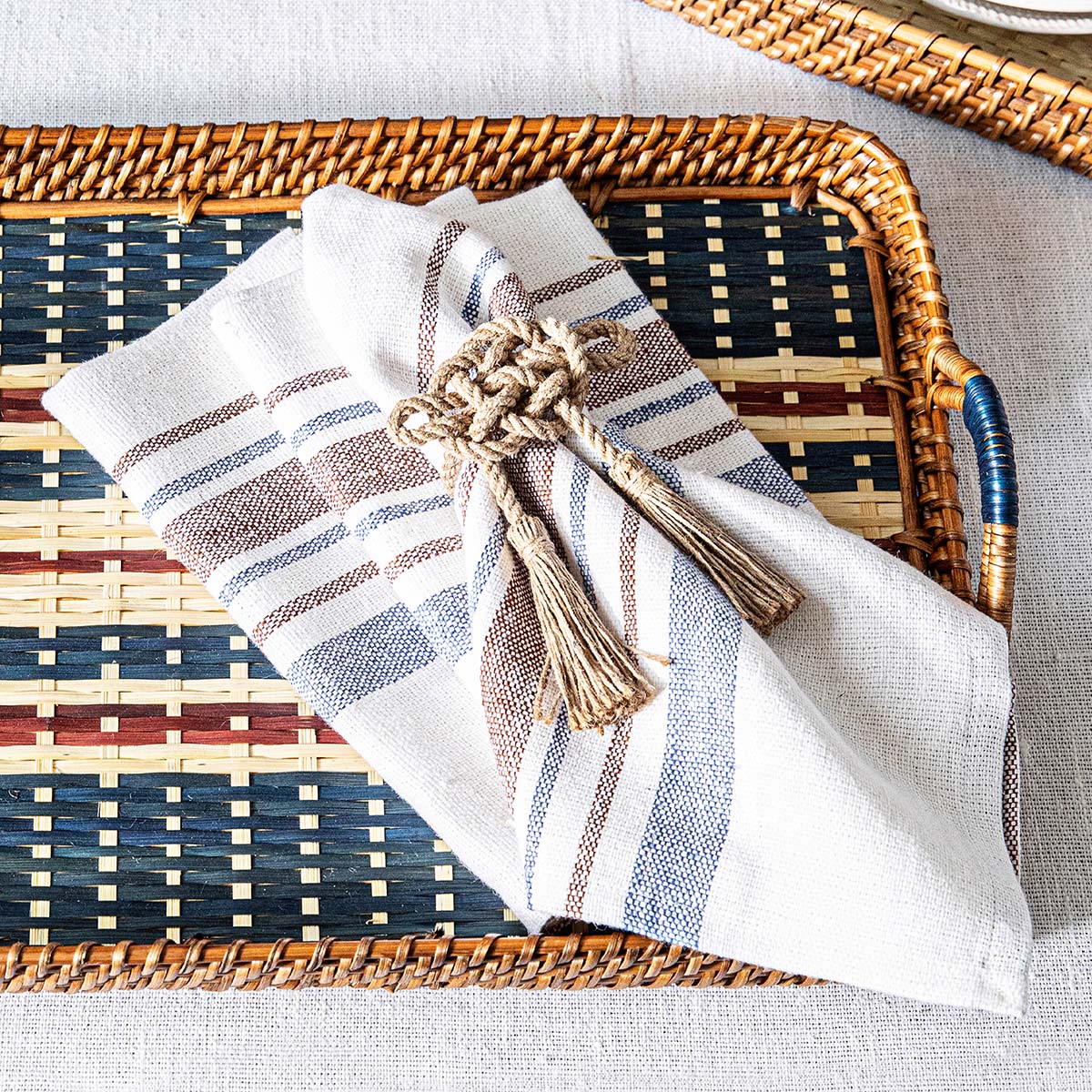 Danish Stripe Napkin Set/4 - Taupe - Image 5