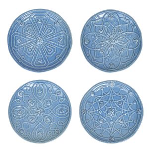 Jardins du Monde Side/Cocktail Plate Assorted Set/4 - Chambray