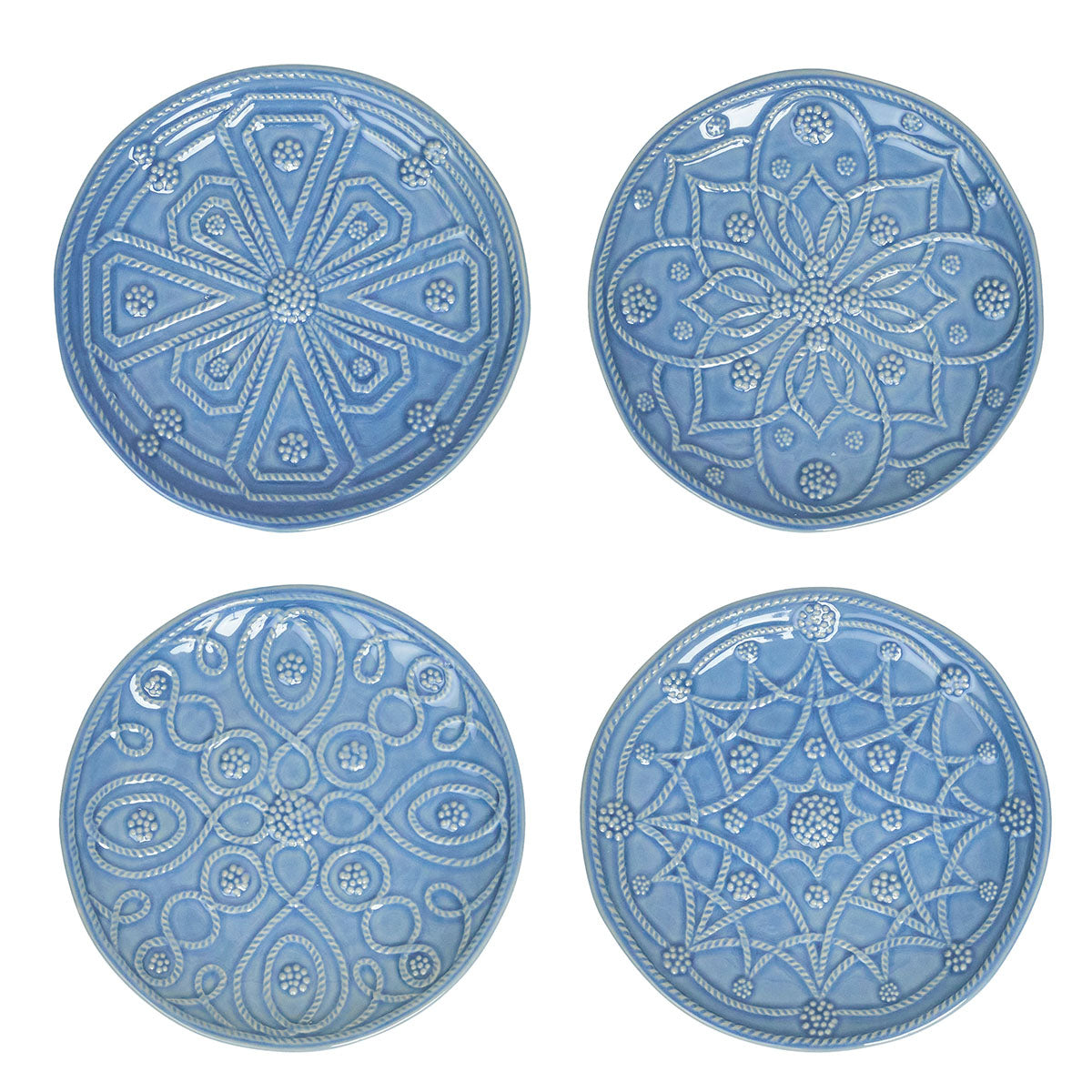 Jardins du Monde Side/Cocktail Plate Assorted Set/4 - Chambray