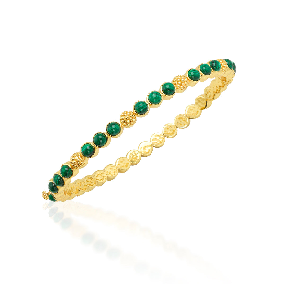 Berry Gem Petite Hinged Bangle - Malachite - Image 3
