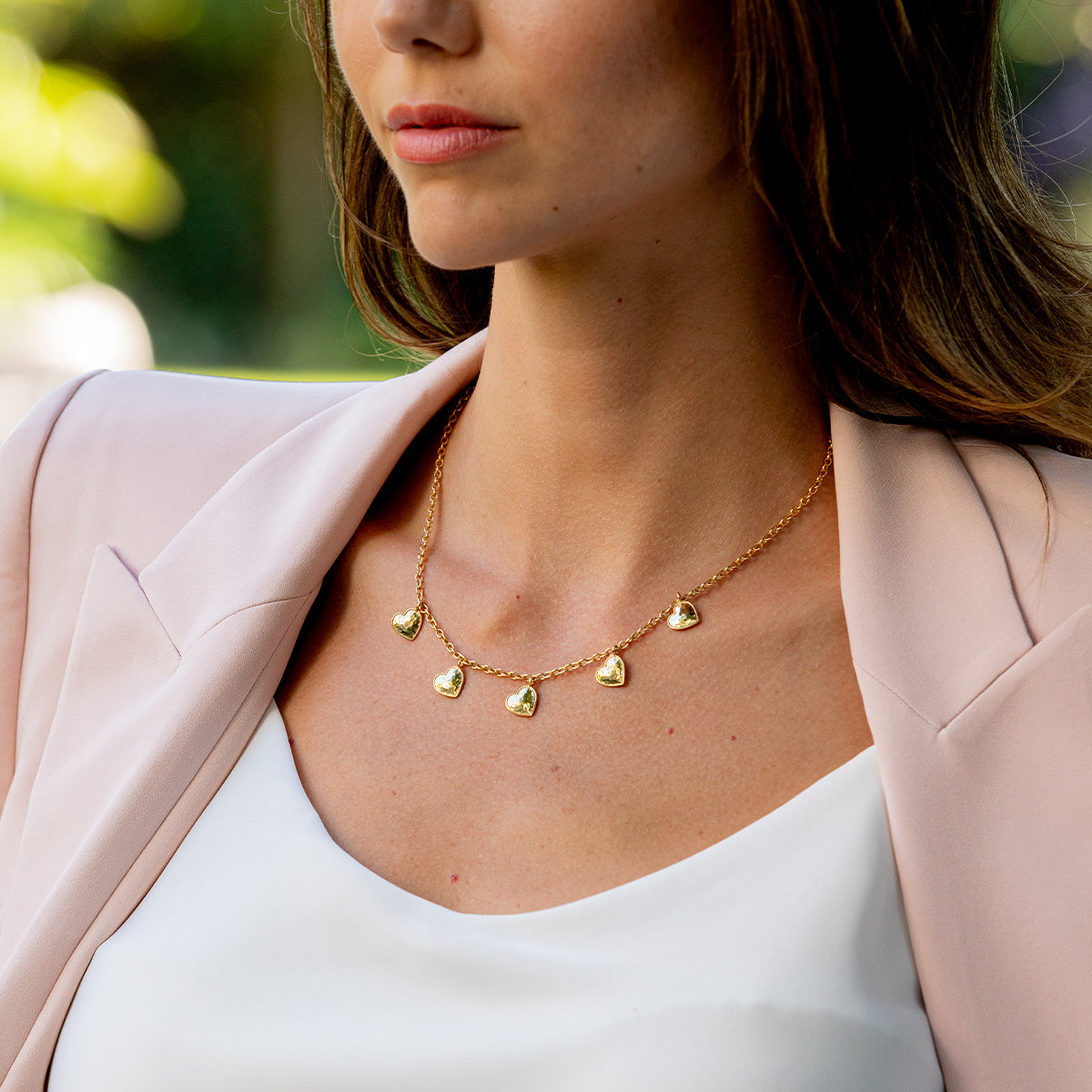 Love Heart Multi-Station Necklace. 16+2 - Gold - Image 5