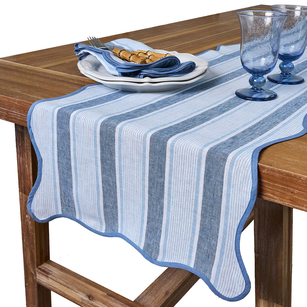 Cabana Stripe 18 x 90 Table Runner - Ocean - Image 2