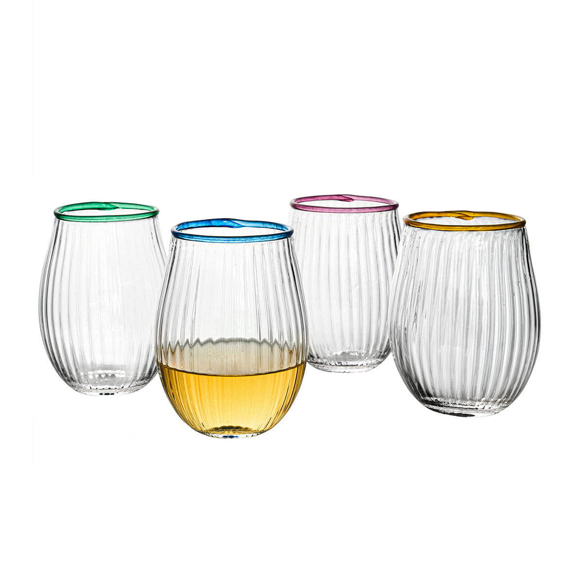 Nell Stemless Wine Glass Assorted Set/4 - Multi - Image 3