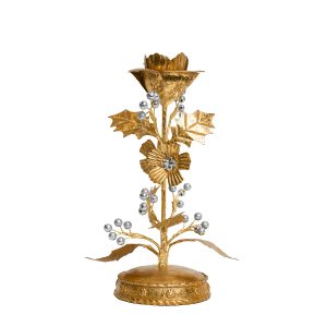 Forest Walk Holly 9 Candlestick - Gold/Silver